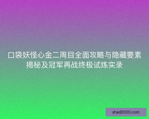 口袋妖怪心金二周目全面攻略与隐藏要素揭秘及冠军再战终极试炼实录